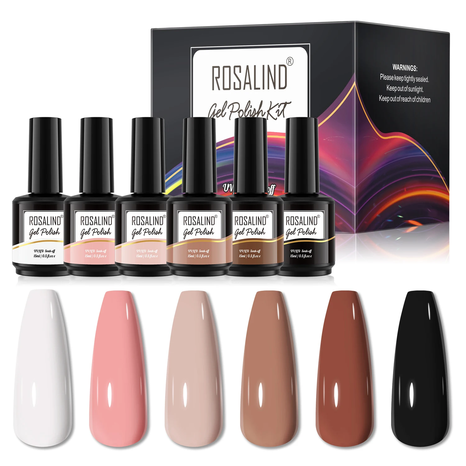 

Rosalind Manicure Set Gel Nail Polish Kits 6 Colors 15ml Soak Off UV LED Gel Varnish Semi Permanent Nail Art All For Manicure
