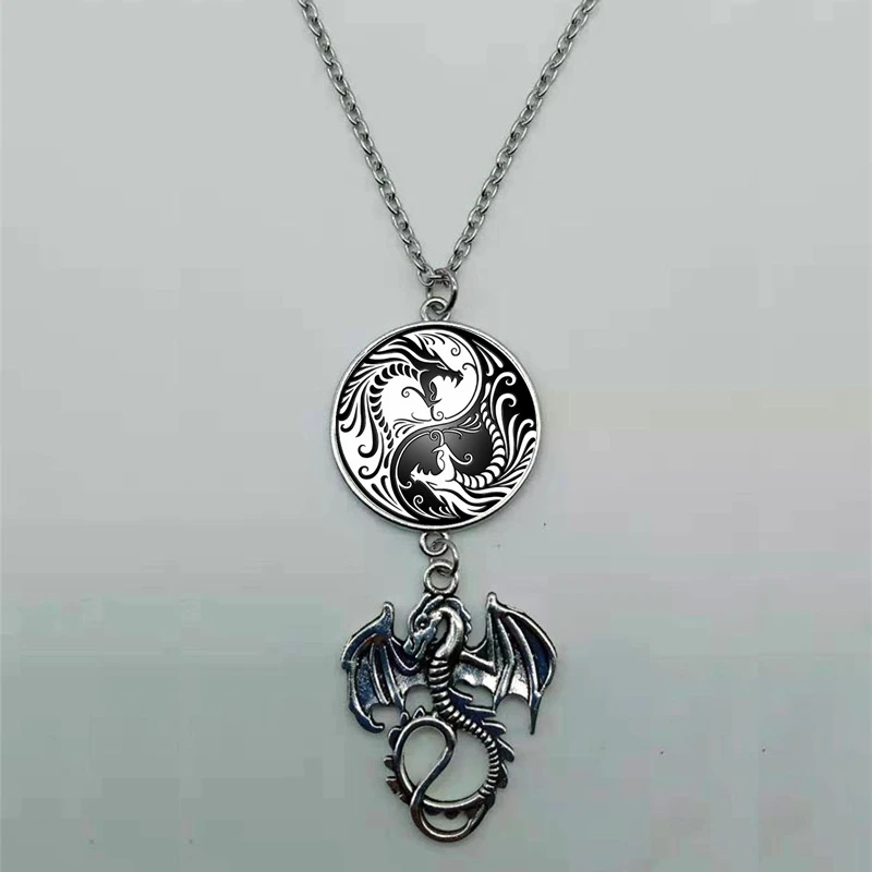 Ожерелье из светящегося черного дракона в стиле стимпанк ожерелье с круглым