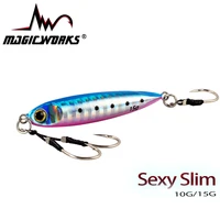 magic works slower slim metal jig fish lure spoon 10g 15g with uv shore sea bass artificial bait fishing tackle