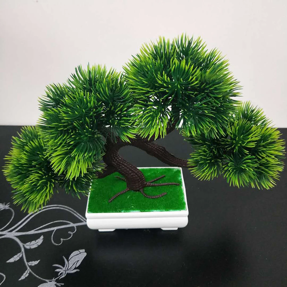 Simulation Potted Fake Flower Four Fork Welcome Pine Plant Bonsai Desktop Decoration Home Mini | Дом и сад