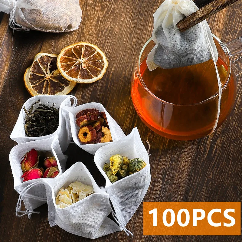 Food Grade Disposable Tea Bags Drawstring Filter For Infuser Spice Non-woven Fabric Filters Teabag Empty | Дом и сад
