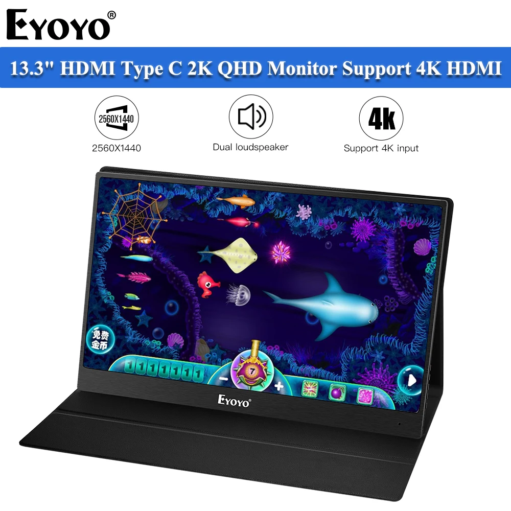 Eyoyo EM13J 4K HDMI Портативный игровой монитор 13 3 &quotQHD 2540x1440 IPS PC ЖК экран USB Type C для