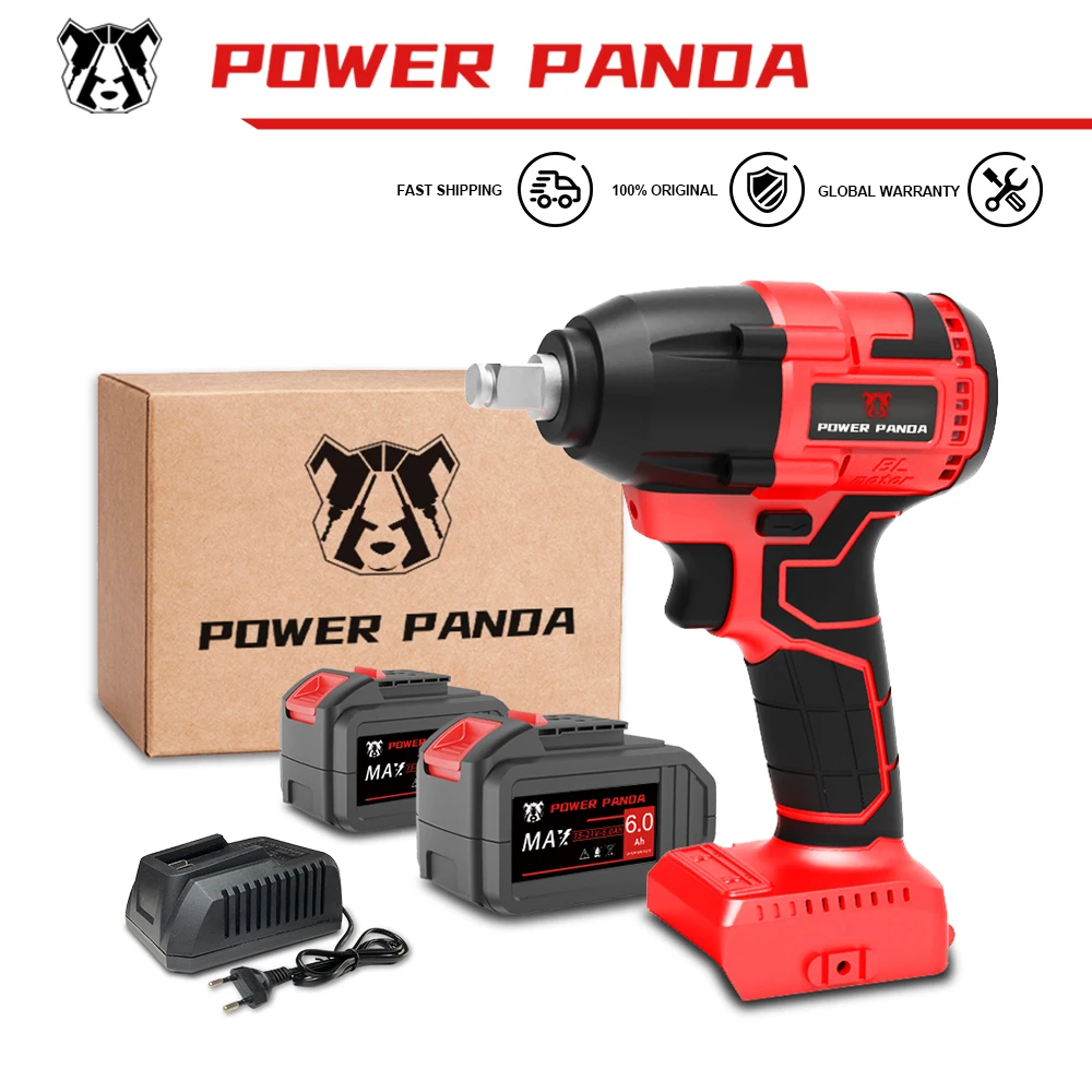 

POWER PANDA 30000mah Electric Impact Wrench Corded 1/2-Inch , 380N.m Max Torque, 3800rpm speed, Two-Direction Rocker Switch