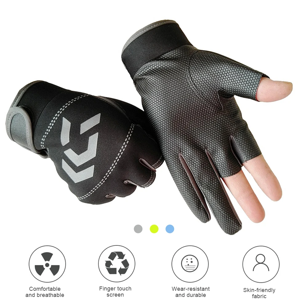

Men Fishing Gloves Outdoor Winter Fishing Anti-slip 3 Cut Finger Sports Gloves for Fishing Hunting Cycling Men's Gloves