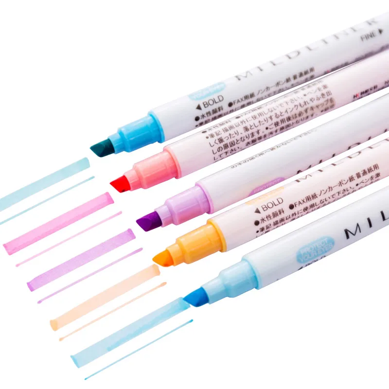

1pc Watercolor Marker Pens Mild Liner Double Headed Fluorescent Pen Cute Art Color Highlighter Drawing Mark Pen School Supplies