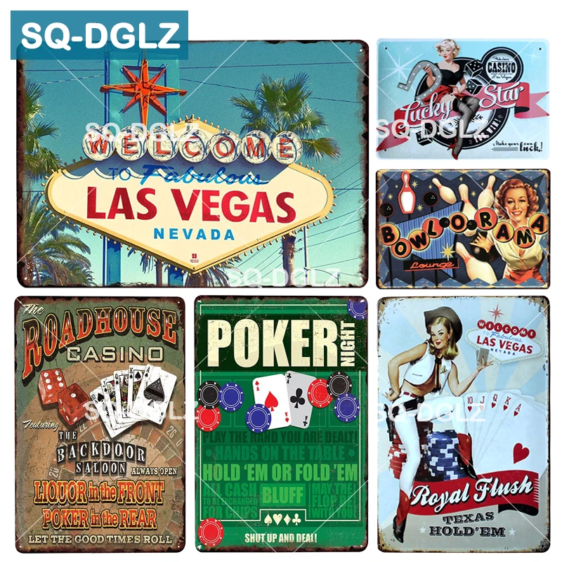 [SQ-DGLZ] LAS VEGAS металлический знак бар Настенный декор оловянный знак винтажный Бар Паб Настенный декор живопись покер таблички Боулинг Арт плакат