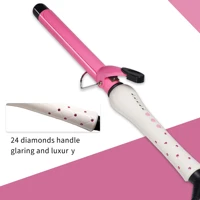 24 diamonds handle temperature setting electric hair curler long curling tong wand professional hair curling iron led display