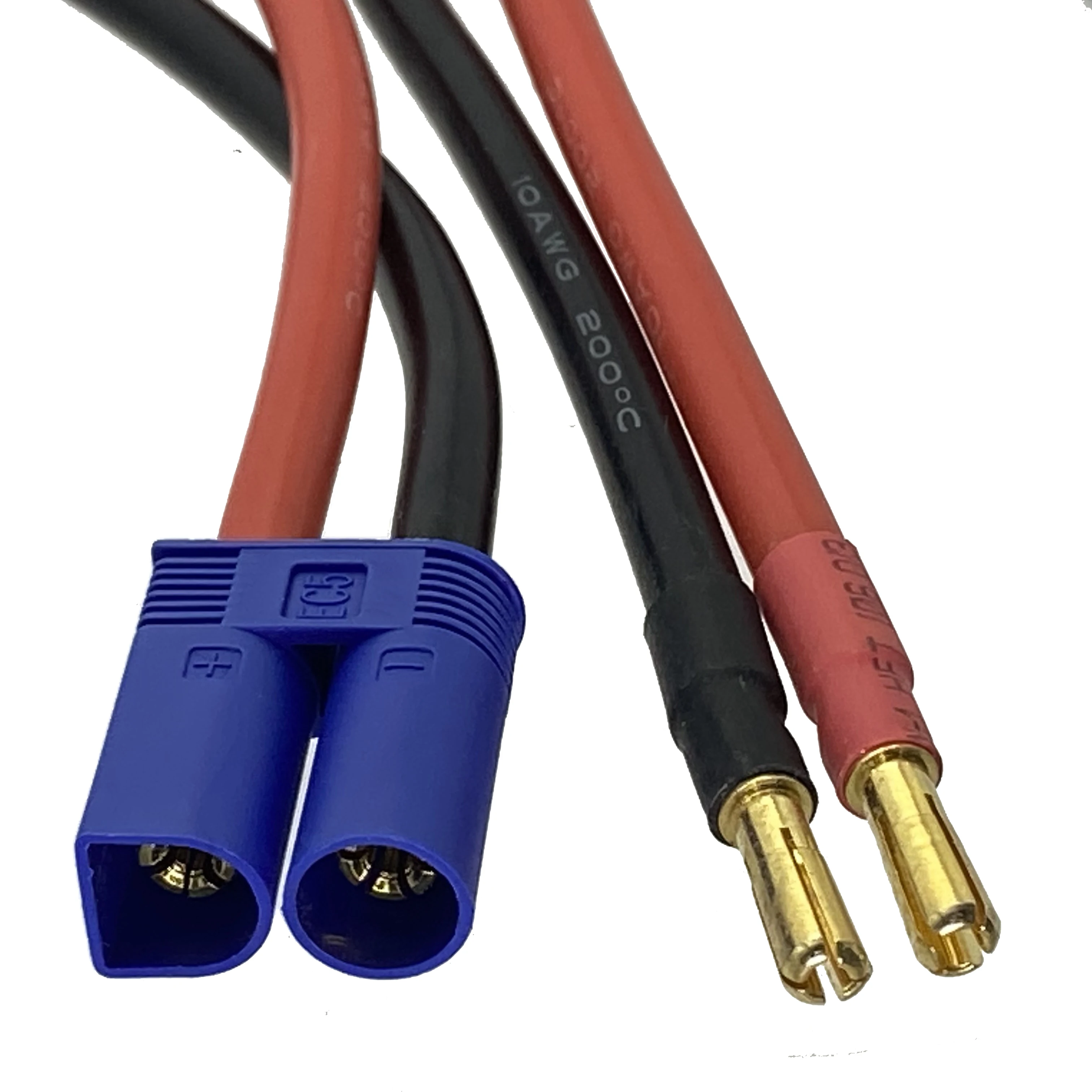 Зарядный кабель EC5 штекер 4 мм банановый 10AWG провод 25 см крест для модели Lipo