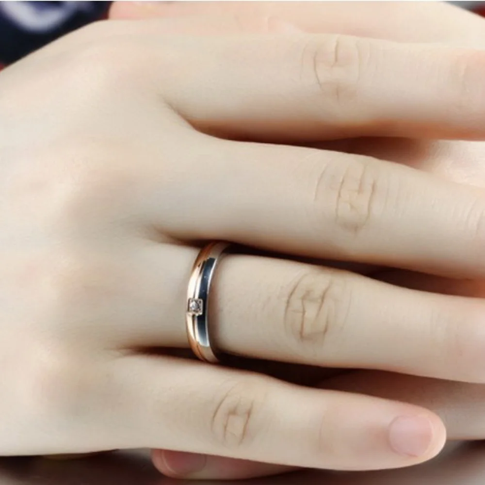 Новые модные парные кольца из нержавеющей стали с цирконом для женщин и мужчин