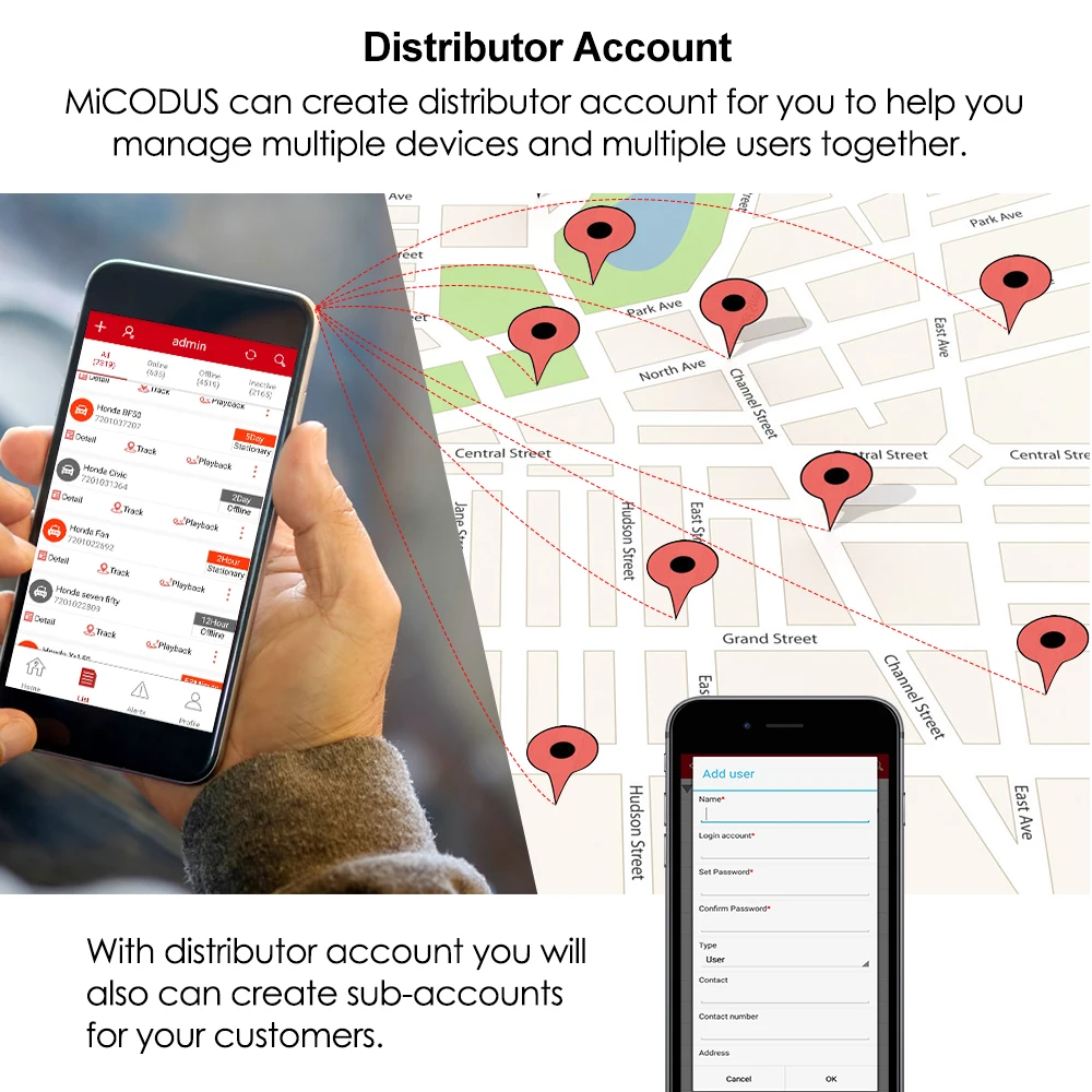 MICODUS отслеживающая платформа для gps трекера автомобиля используемая
