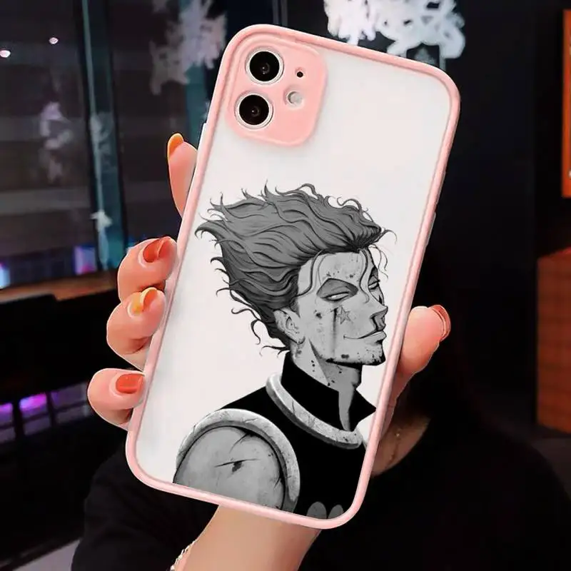 

Hisoka Anime Hunter X hunter Phone Case For iPhone 12 11 Mini Pro XR XS Max 7 8 Plus X Matte transparent Pink Back Cover