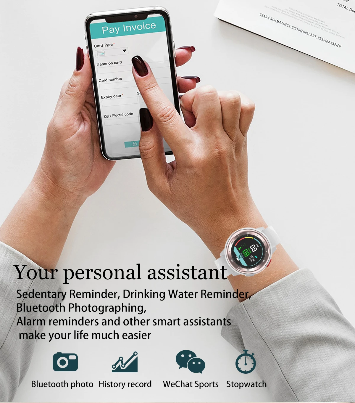 

DT68 Smartwatch for Men Women IP68 Waterproof Bracelet 20 Dial Watch Faces Fitness Tracker Message Push Bluetooth Business Watch