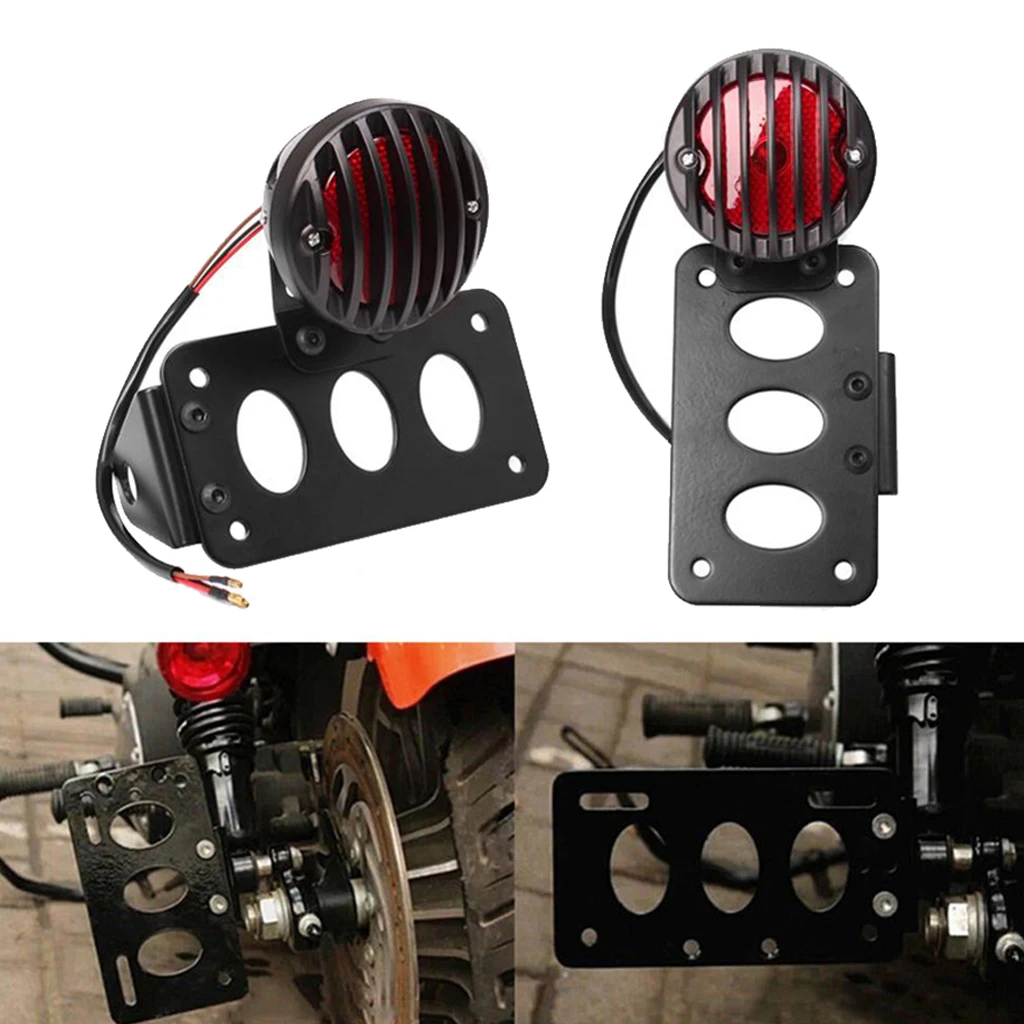 Motorcycle LED Brake Tail Light License Plate Lamp w/ Bracket for Harley Chopper |