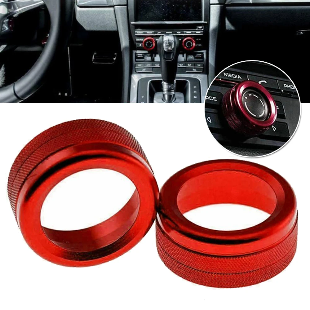 

Alloy Knobs Covers Red 2pcs Cayenne Macan 718 For Porsche 911 Interior Parts