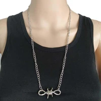 2019 new handmade men women unisex chain thorns spur necklace heavy duty padlock choker metal collar