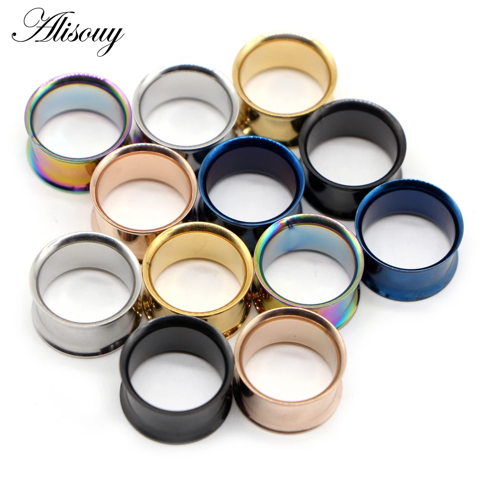 Alisouy 2pcs Ear Plug Kit Surgical Steel no-Screw Fit Ear Gauges Tunnel Expander Body Piercing Flare Earrings plugs stretching images - 6