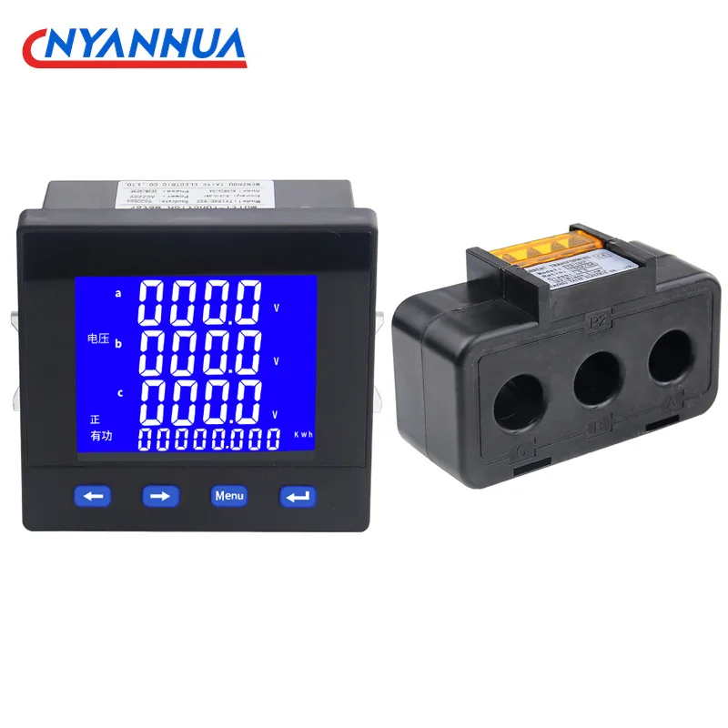 Multifunction Power Meter Trifásico Display Lcd 3p3w Rs485 Comunicação 96*96 Potência Ac220v 40 65 65hz Medidores de energia