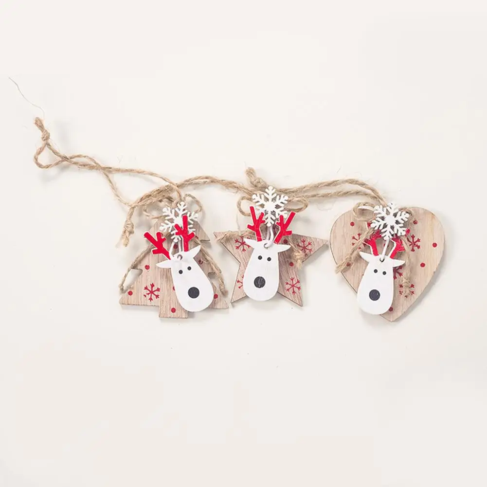 Christmas Wooden Moose Head Pendants Ornaments For Tree Birthday Wedding | Дом и сад