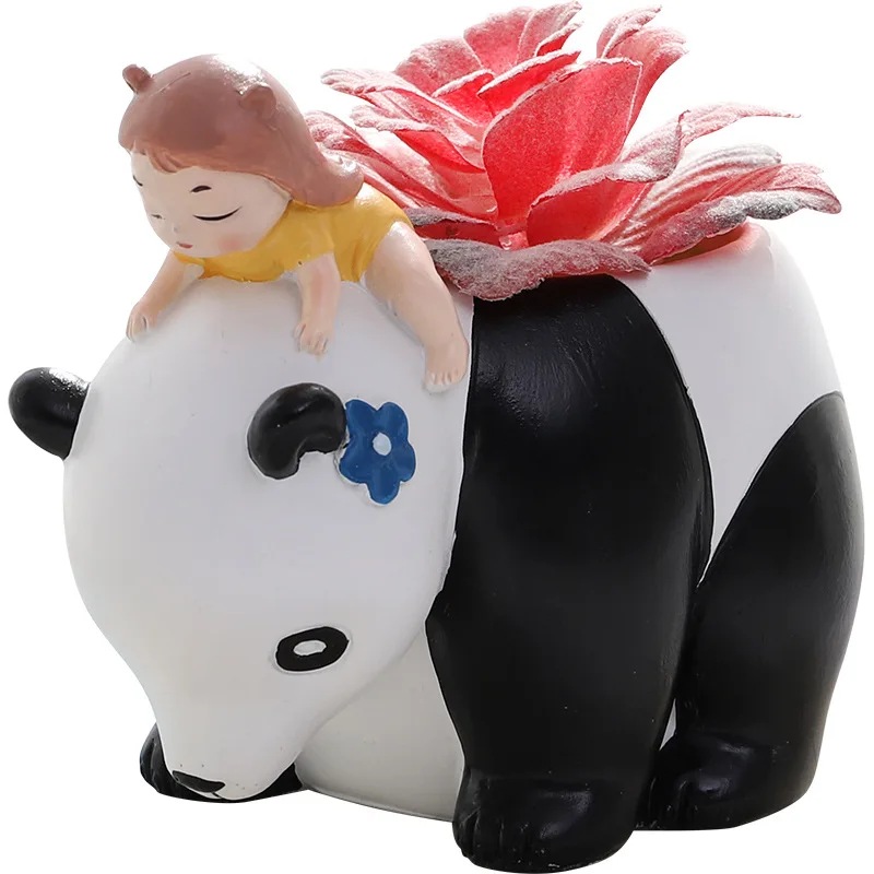 

Полимерный домашний декор, Креативный цветочный горшок с мультяшными животными, настольные Предметы мебели, столы, садовые горшки, растени...