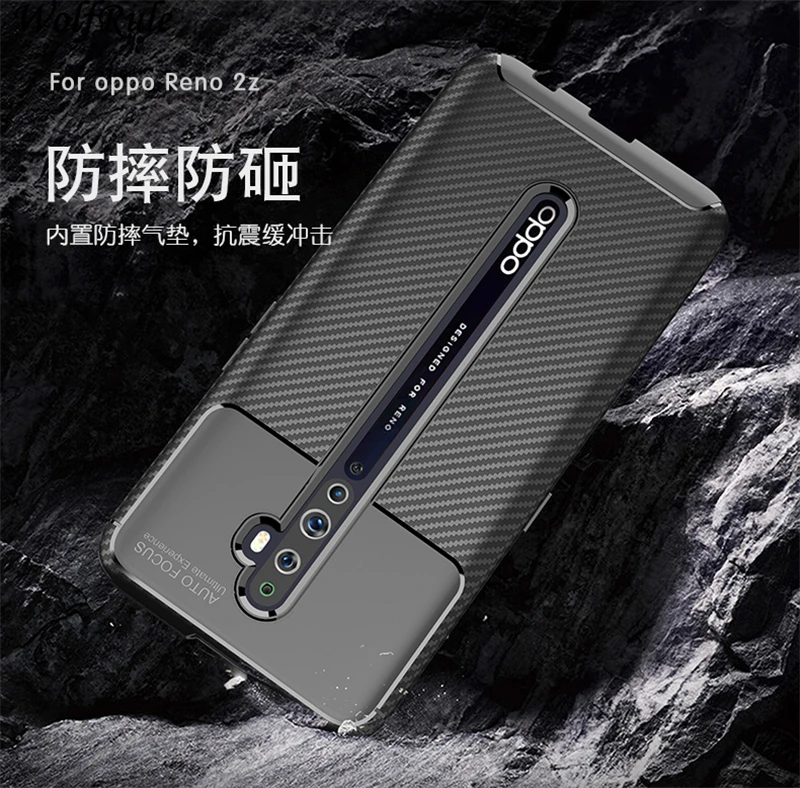 For Cover OPPO Reno 2Z Case Shockproof Bumper Carbon Fiber Texture Business Fashion Coque Case For Reno 2Z Cover Reno 2Z 6.53