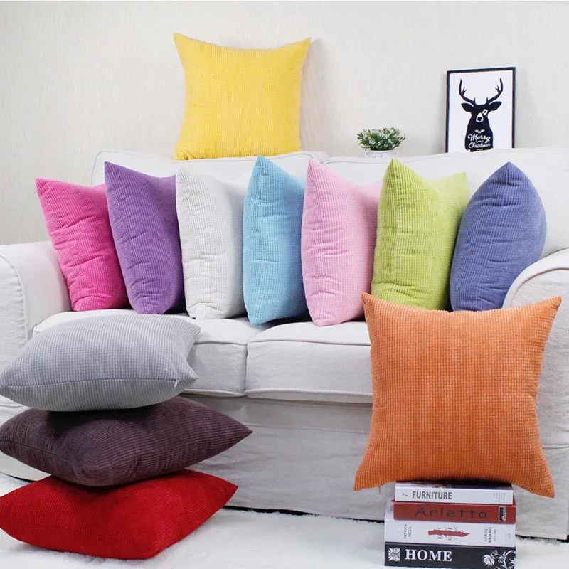 

Corduroy Pillow Solid Color Cushion Cover Super Soft Throw Pillow Cover For Sofa Living Room Decorative Home Textiles