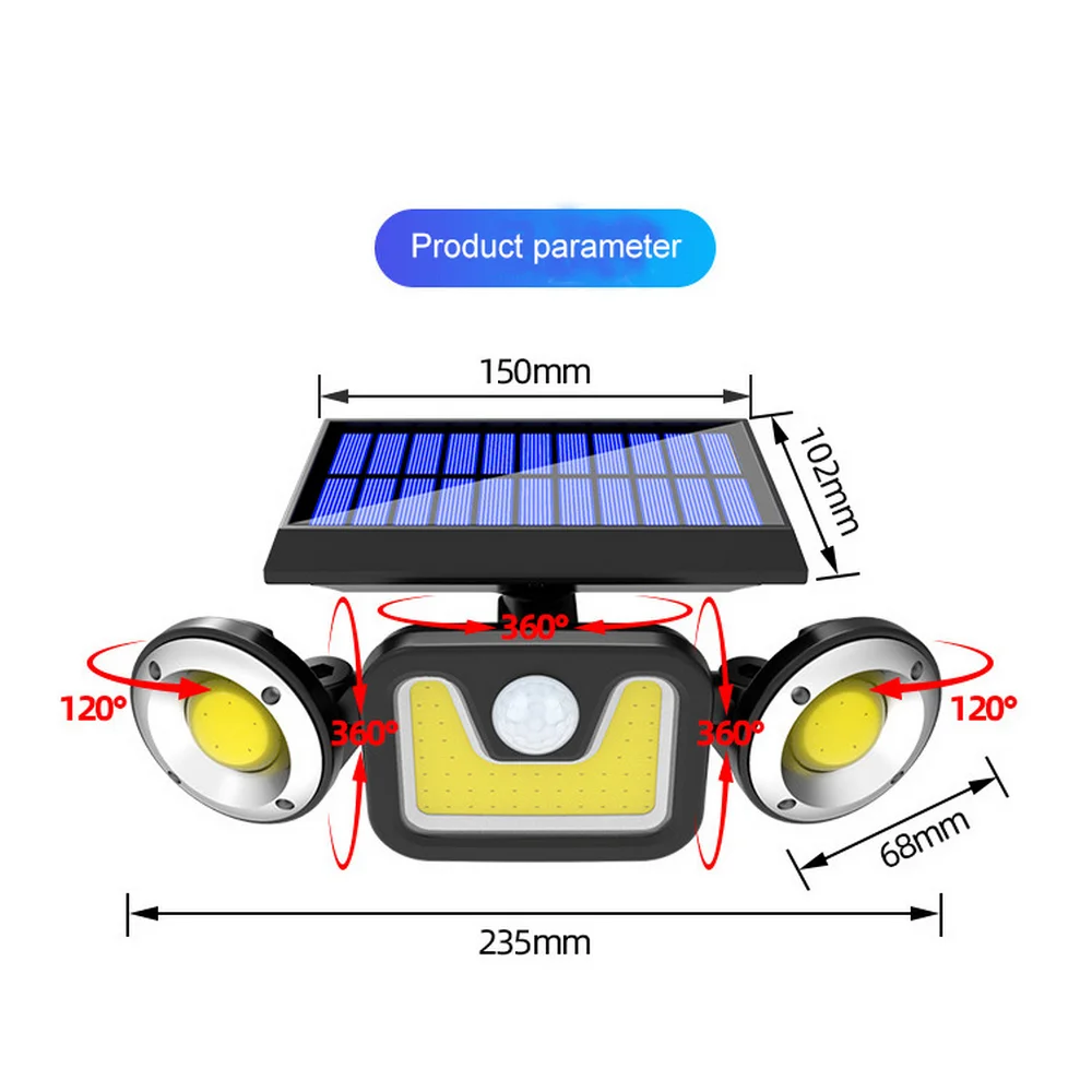 

Rotatable Super Bright Double Head LED Solar Light COB Sensor IP67 Waterproof Solar Lamp Wall Lamps Outdoor Garden Decoration
