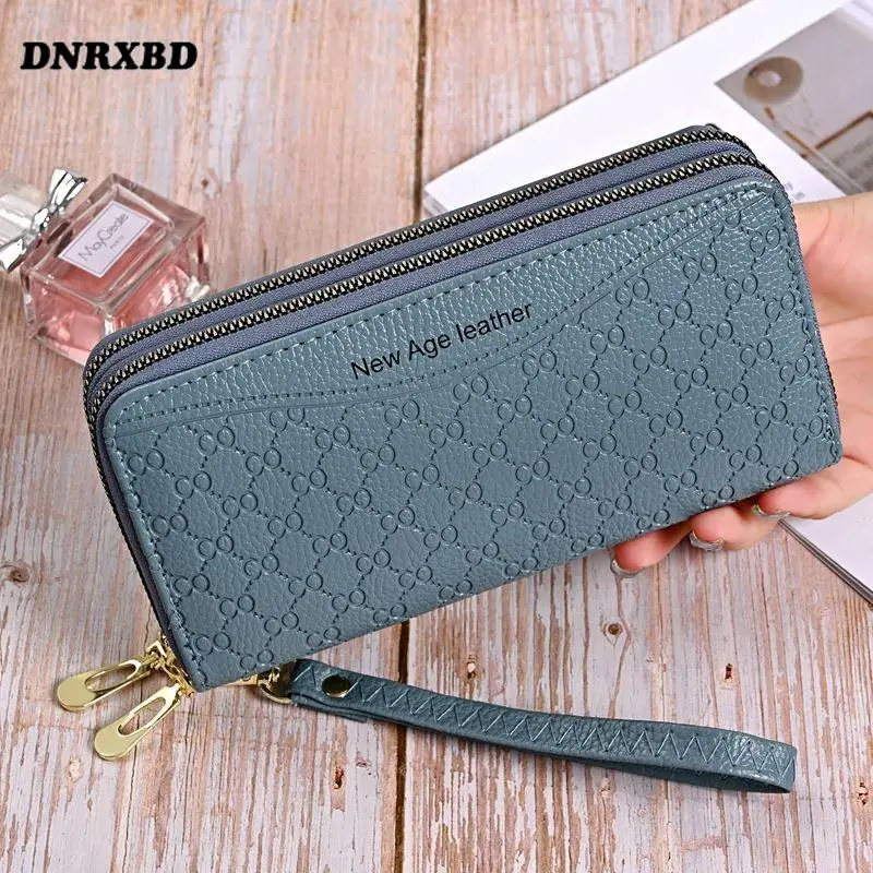 

Women Wallets double zippers Coin Purses Clutch Wallet Female Money bag Long Wristlet Clutch Coin Card Holders portfel damski