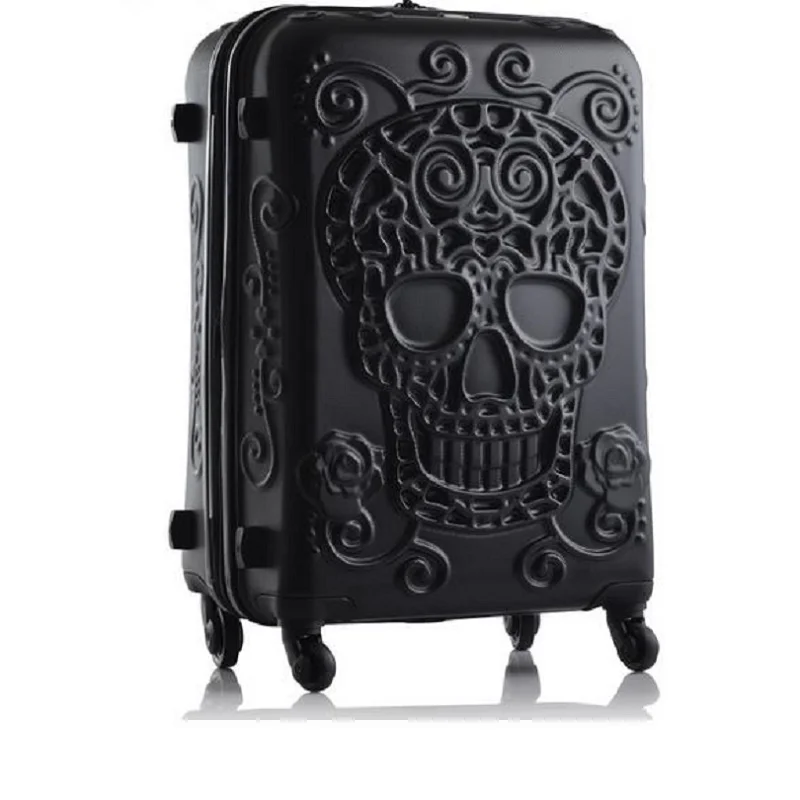 

Travel Tale Personality Fashion 20/24/28 Inch Rolling Luggage Spinner Brand Travel Suitcase Original 3D Skull Luggage