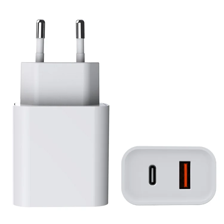 

PD fast charge QC3.0two-in-one charging head European standard 20W dual-port charger foriPhone12 mobile phone fast charging head