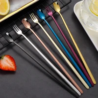 lengthened stainless steel tableware gold plated coffee spoon bartending spoon fork tools creative spoon kitchen accessories