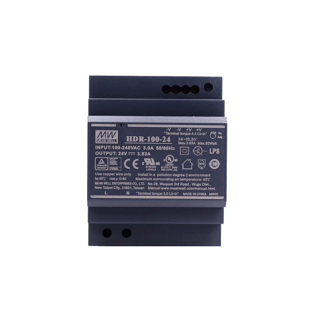 Оригинал Mean Well HDR 100 24N meanwell 24V DC 4.2A 8 W Ультра тонкая ступенчатая форма din рейка