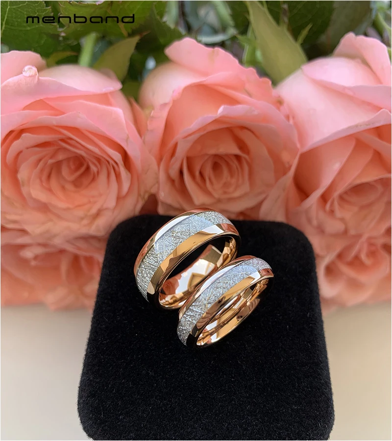 Для мужчин женщин розовое Золотое обручальное кольцо Вольфрам с яркими