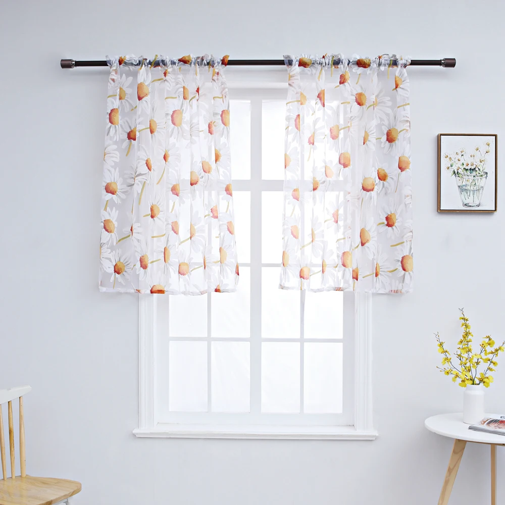 P.O.F Тюлевая занавеска с рисунком для гостиной римская цветочный Солнечный цветок