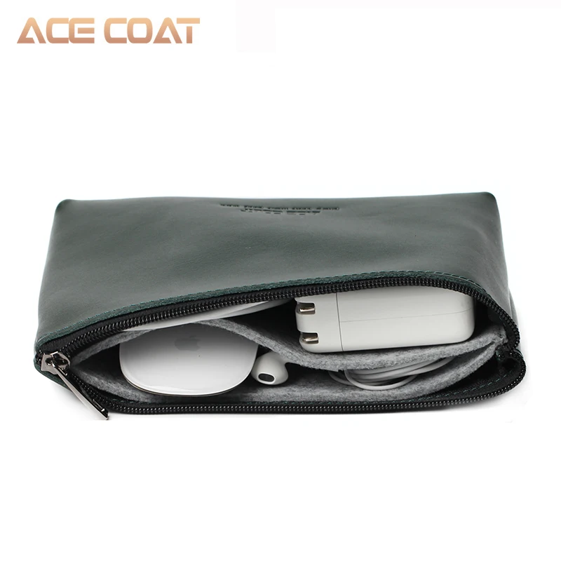acecoat split leather mouse pouch sleeve bag for wireless mouse storage laptop adapter charger usb cable multi bag for macbook free global shipping