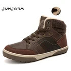 Мужские ботинки JUNJARM, зимние теплые ботинки ручной работы, с мехом, плюшевые, водонепроницаемые, для улицы, работы, 39-45