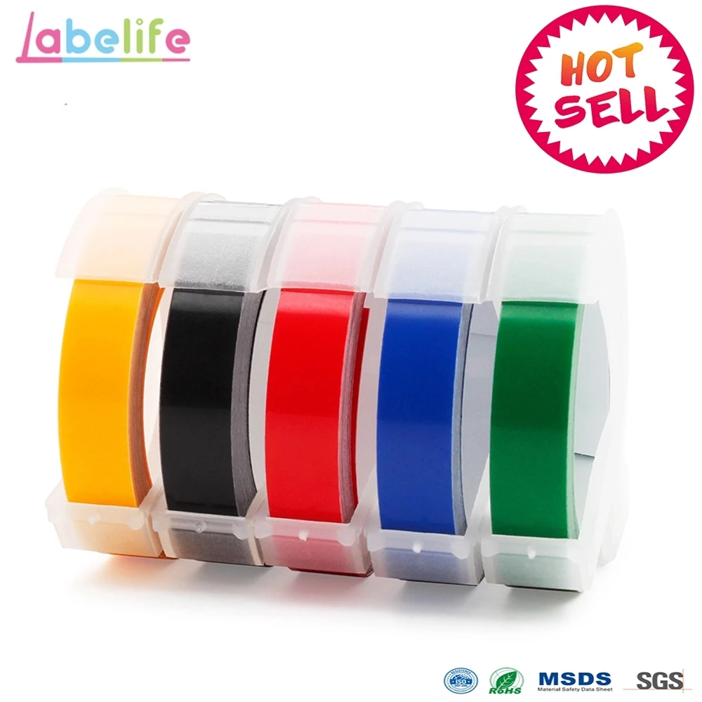 Labelife 5 шт. 9 мм * 3 м Dymo 3D Пластиковые Смешанные Цветные тиснения ленты для Тиснения