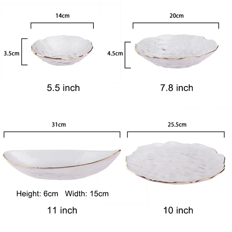 

Serving Dishes Creative Irregular Phnom Penh Glass Plate Fruit Plate Home Modern Vegetable Plate Steak Plate Kitchen Dinnerware