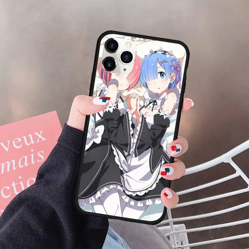 HUAGETOP Rem и Ram Re Zero мягкий черный чехол для телефона резиновый iPhone 11 pro XS MAX 8 7 6 6S Plus X 5S