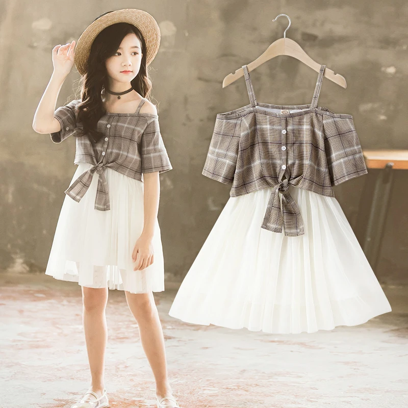 2020 summer teenager baby kids Girl Flower clothes Evening Dress Tulle Princess 4 5 6 7 8 9 10 11 12 years | Детская одежда и