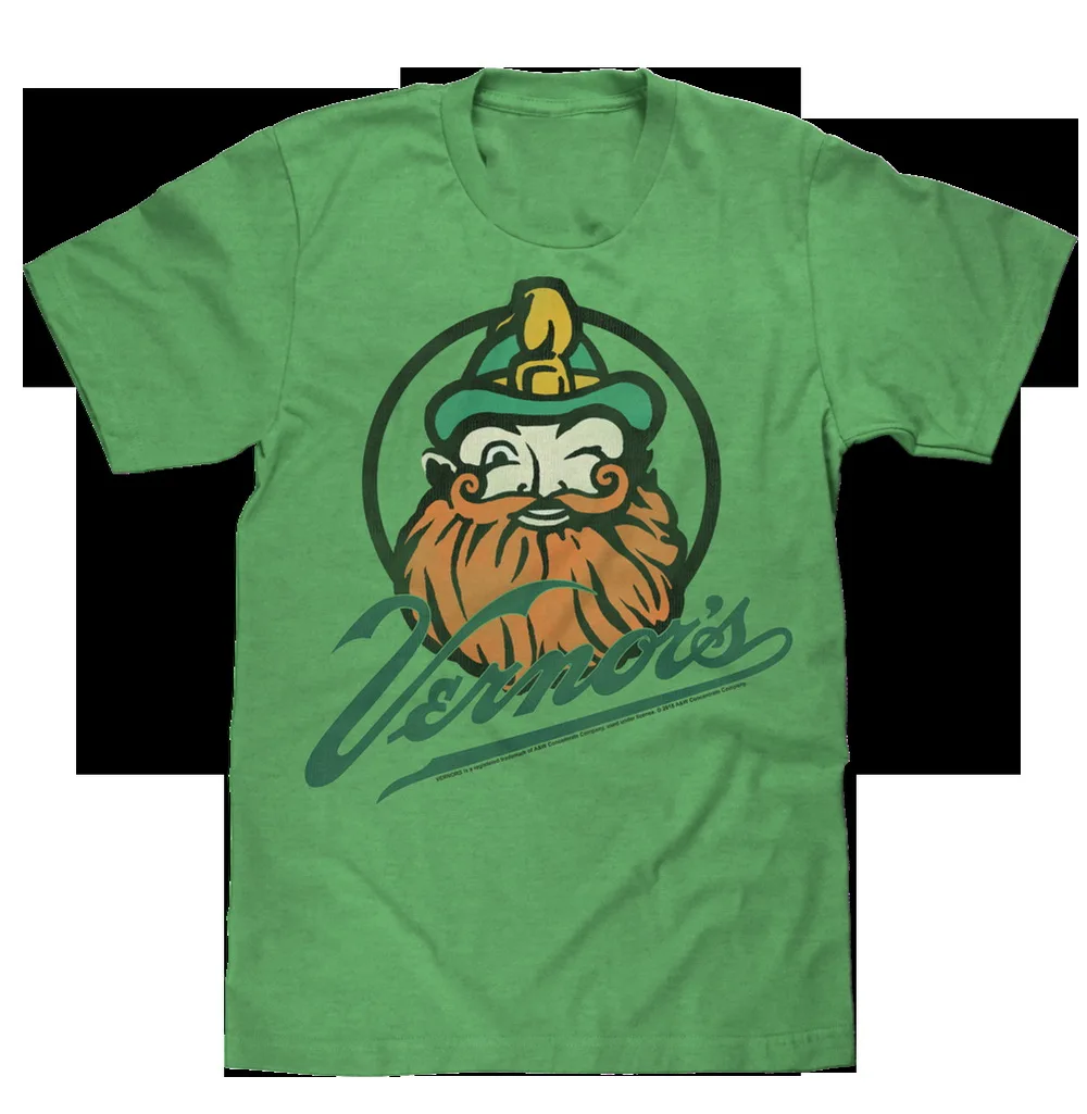 Мужская футболка с надписью VERNORS GNOME ALE SODA зеленая Повседневная в стиле ретро для