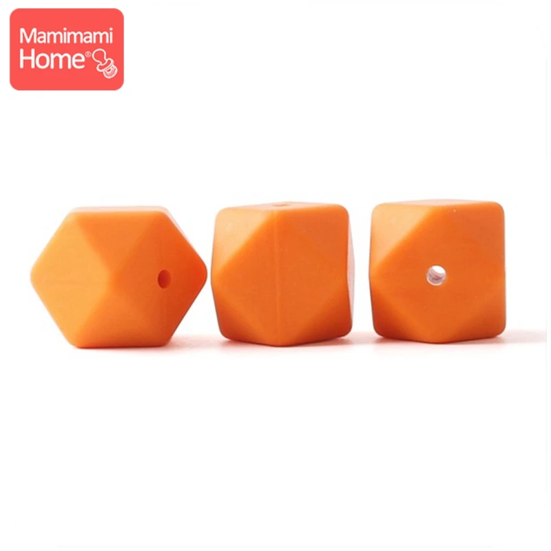 Orange Mamihome 5 шт. Детские Прорезыватели для кормления 17 мм силиконовая восьмиугольная бусина может жевать DIY Ювелирные изделия игрушки для коляски Аксессуары для кормления Детские трофеи - Цвет: Orange