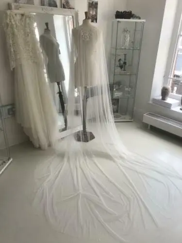 Новая свадебная накидка цвета слоновой кости длиной 2 5 м кружевная Тюлевая для