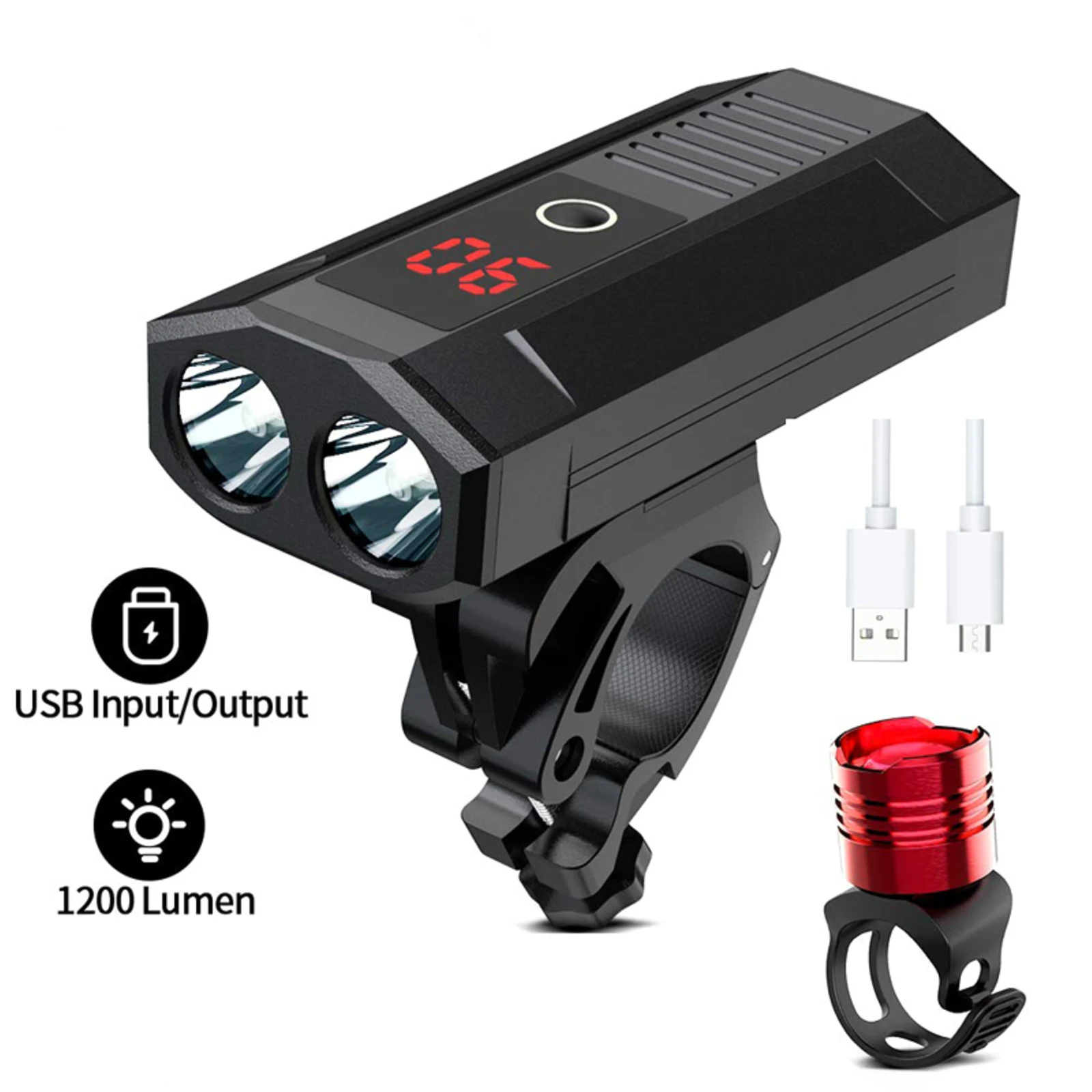 

IP65 Водонепроницаемый уровень светодиодный светильник 5200 мА/ч, Батарея спереди и сзади лампа USB Перезаряжаемые велосипед светодиодный цифро...