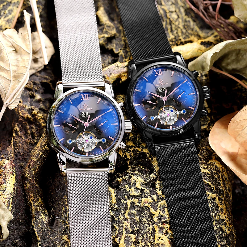 ORKINA 2019 классический дизайн розовое золото корпус сетка мужские часы на ремне Топ