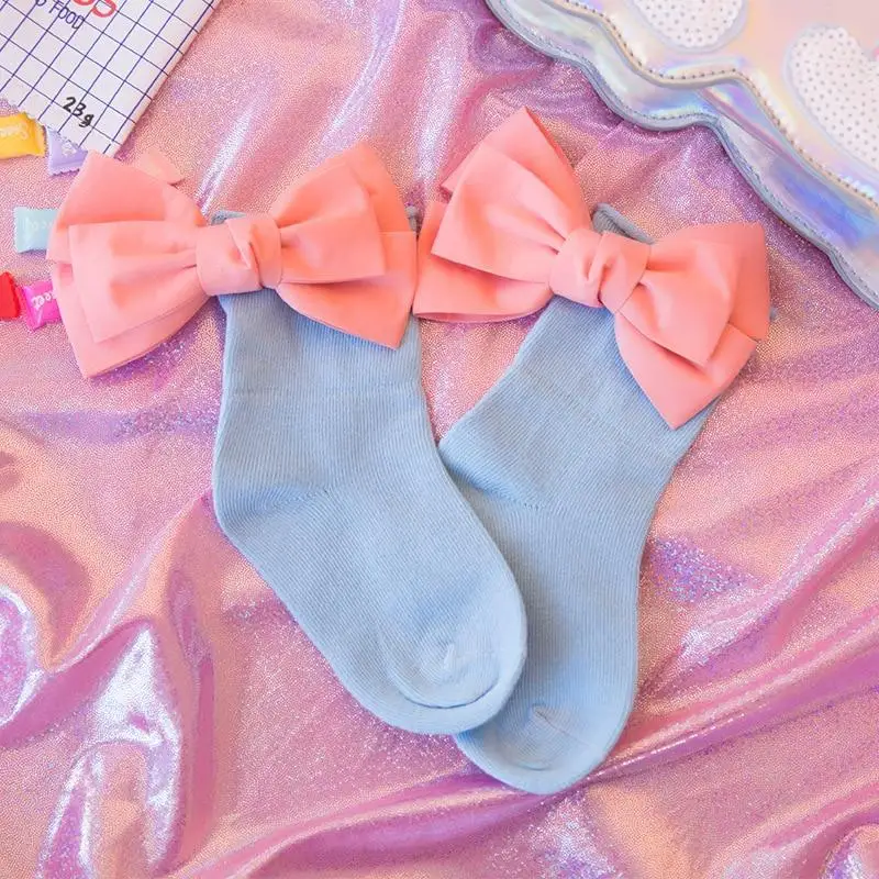 

Baby Girls Socks with Big Bows Toddlers Infants Cotton Ankle Socks Candy Color Baby Girls Princess Sock Cute Children Socks