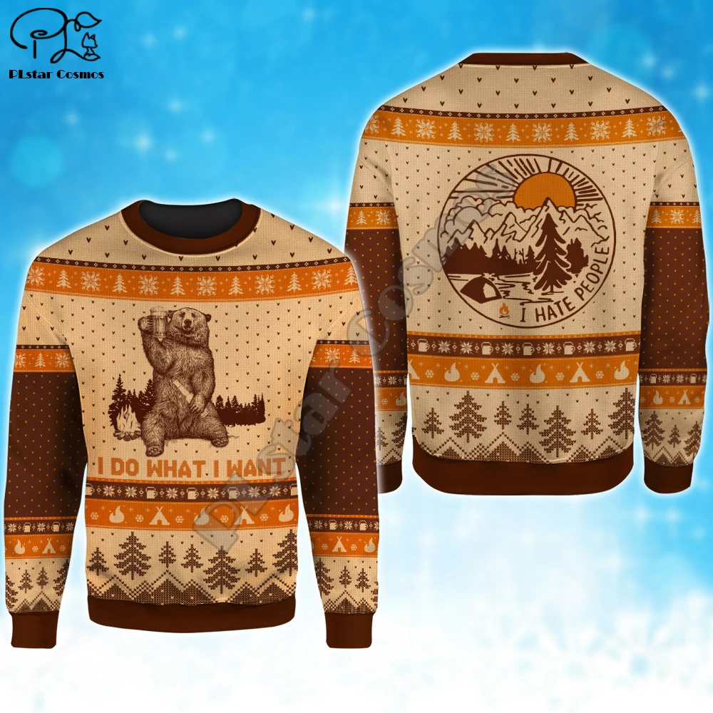 

Men hunting bear I hate people print New 3d hoodie Unisex native Sweatshirt zipper women Pullover jacket tracksuit Coat