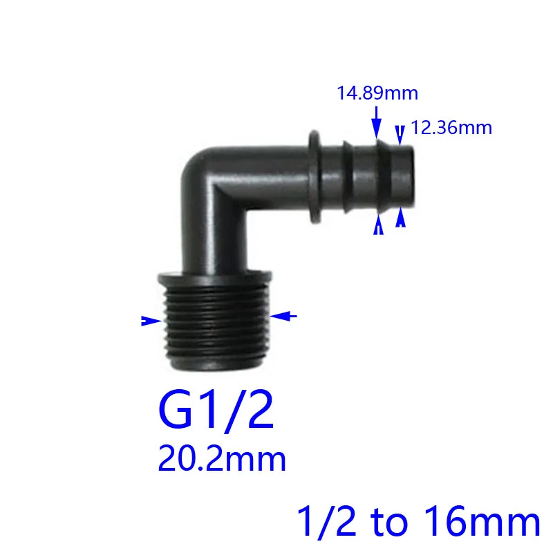 XGYN черные пластиковые угловые соединители для шланга 1/2