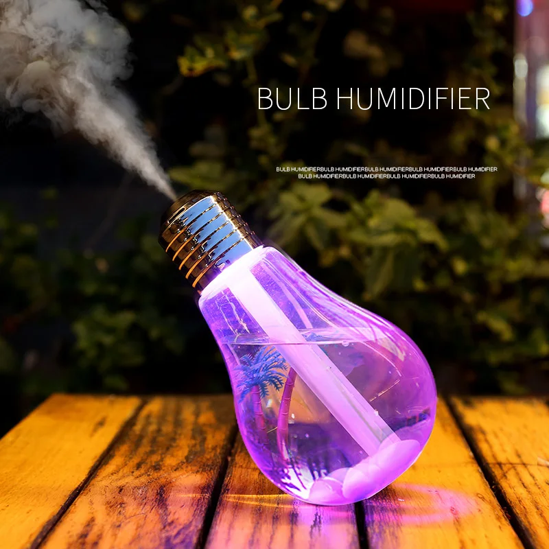 

400ml Air Humidifier PET Bulb Moisture Sprayer Diffuser For Bedroom Purifier Atomizer With Colorful LED Light Desk Decoration