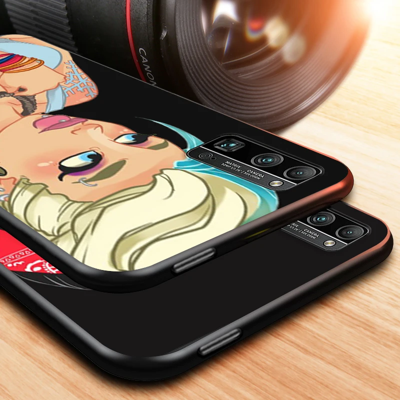 

Tattoo Princess for Huawei Honor V30 20 Pro X10 9S 9A 9C 9X 8X 10 9 Lite 8 7 Pro Silicone Soft Black Phone Case