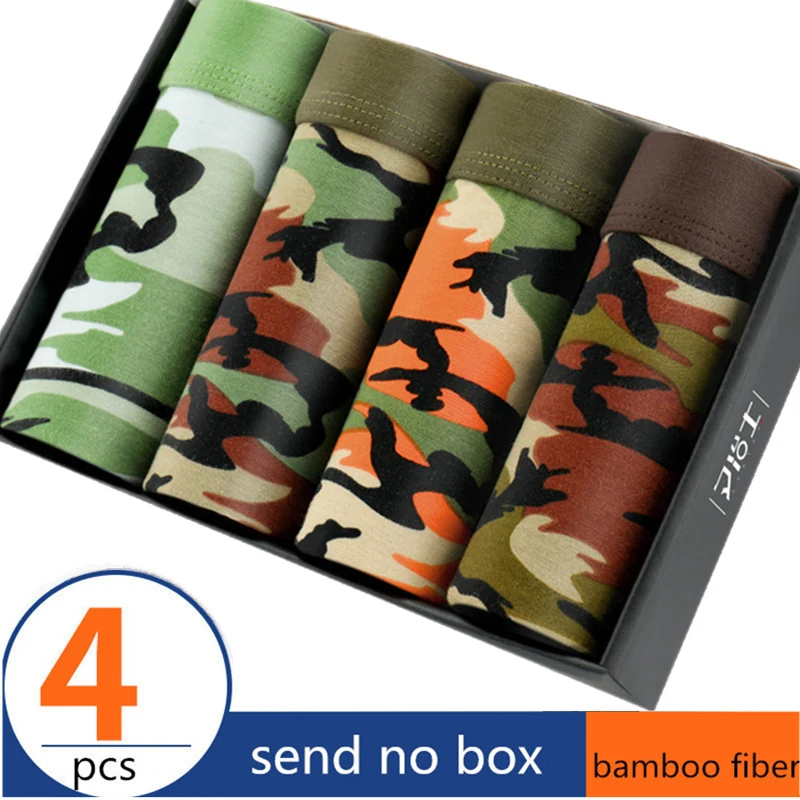 4 шт. Camo Для мужчин нижнее белье модал Для мужчин шорты-боксеры плюс Размеры боксер прилив Для мужчин камуфляж Боксер Cueca трусы(Отправить по CDEK - Цвет: micai